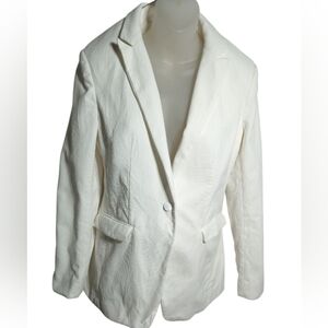 Rag & Bone White Notched Collar One Button  42nd St Mesh Back Blazer Size 4